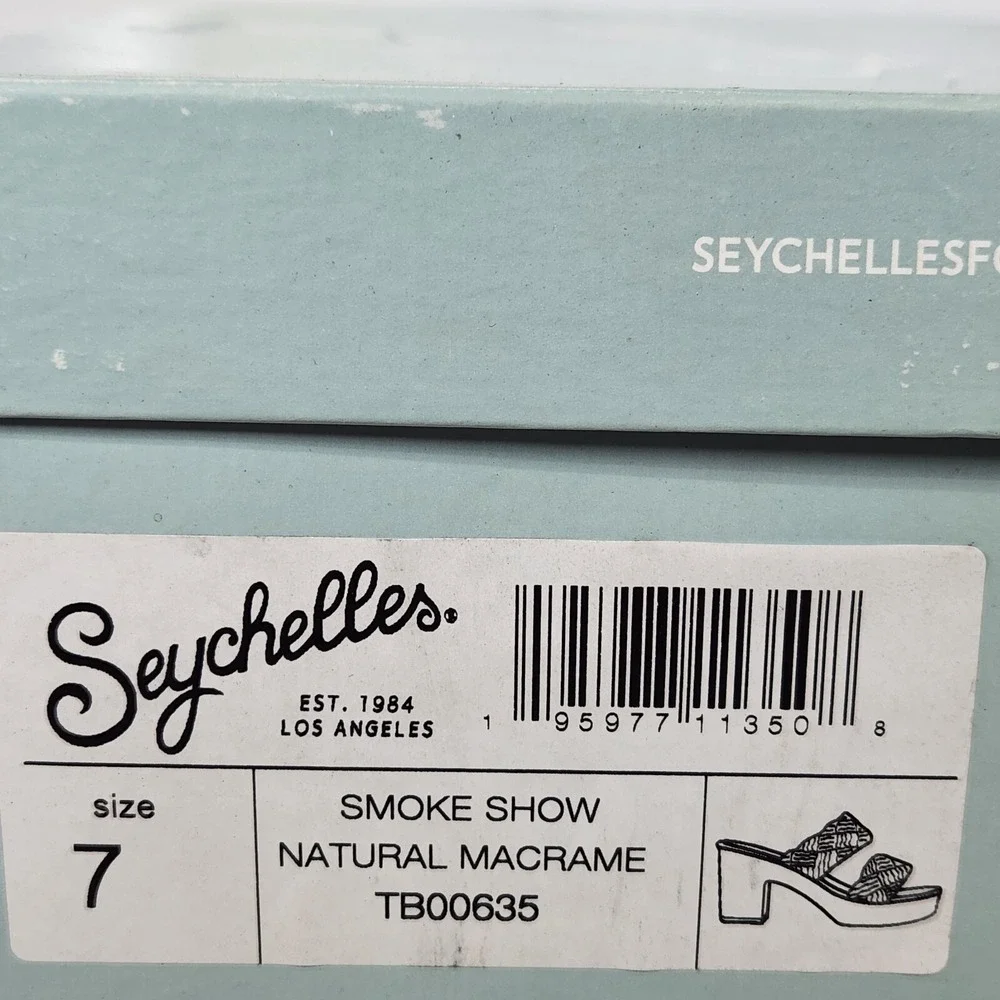 Seychelles Smoke Show Sandals Women Size 7 Natural Macrame Braided Platform Heel